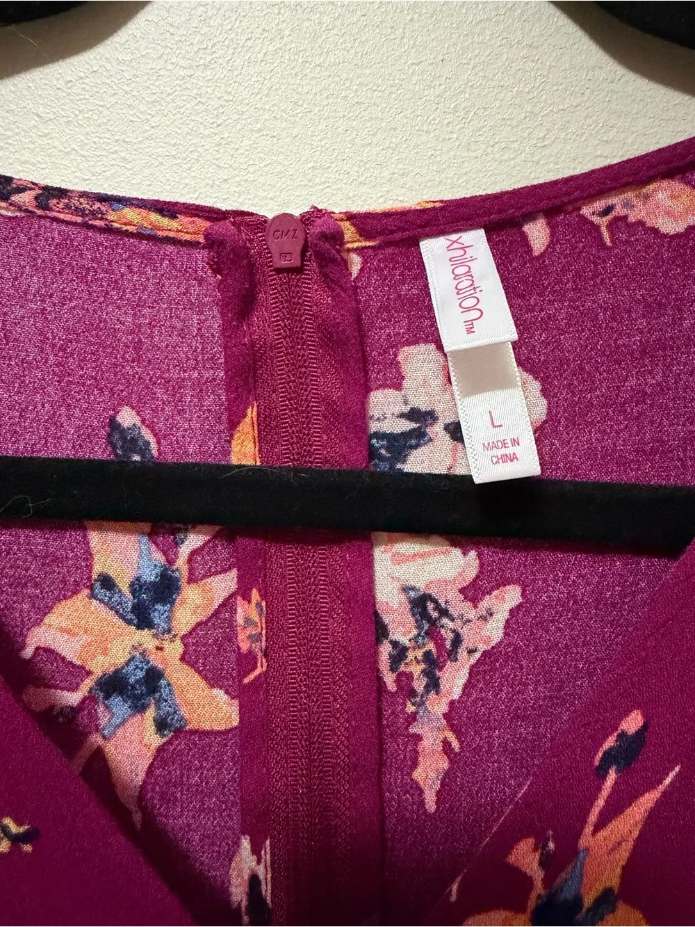 Xhilaration Plum Floral V-Neck Dress